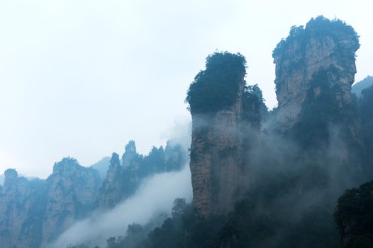 Steep mountain in Zhangjiajie National Forest Park located in Hunan Province, China