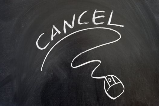 Cancel word and mouse sign drawn on the blackboard