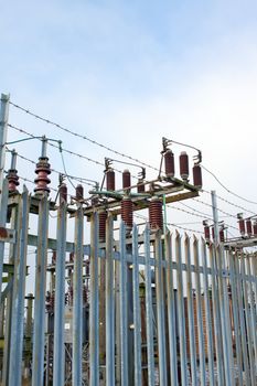 electricity sub station behind barbed wire