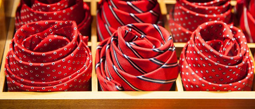 Milano - Italy. Detail of  ties in a luxury shop