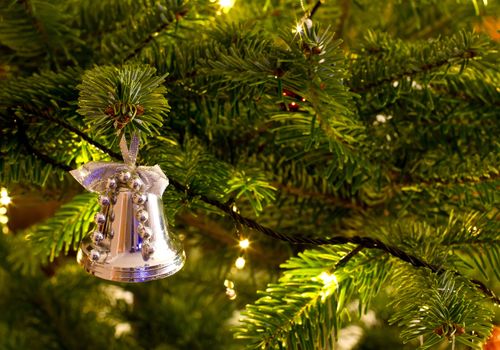 christmas bell hanging on the christmas tree