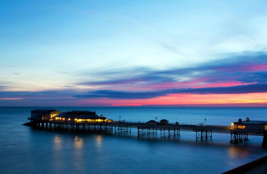 cromer pier at sunrise on english coast