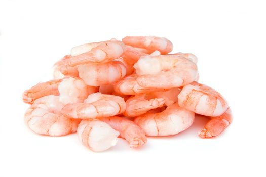 Pile of prawns on white