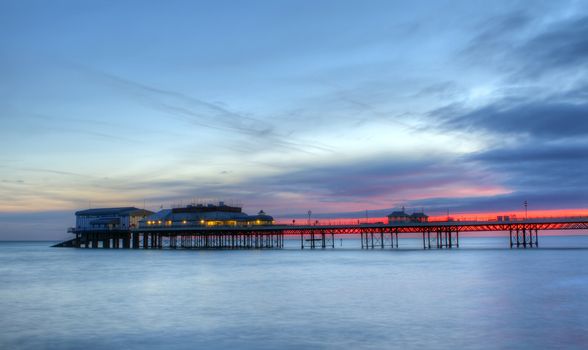 cromer pier at sunrise on english coast