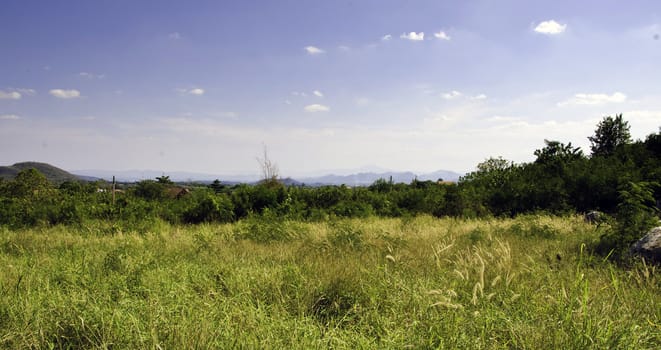 Panorama View of Beautiful mountain landscape. Composition of nature. 