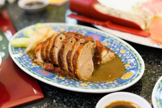 Roasted duck smoked honey sauce Chinese Food in Restaurant Chinese style