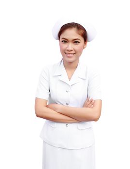 Female Asian Nurse on white