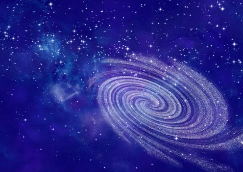 Stars and spiral galaxy in a free space