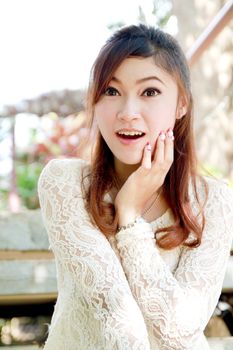 Asian female woman in a shocked pose