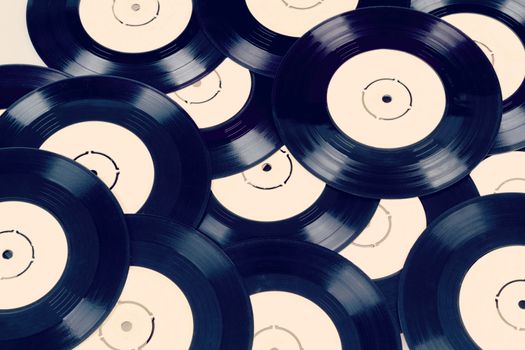 background from black vinyls toned to vintage