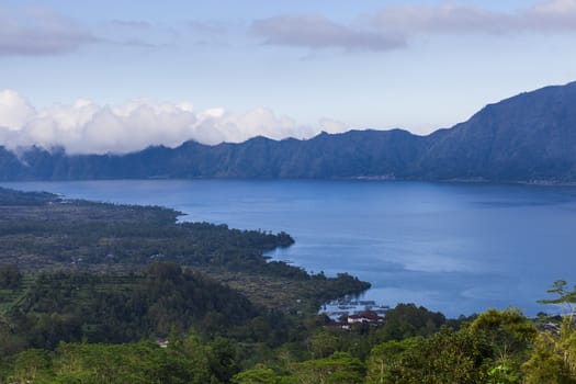 Lake Batur in the crater of the volcano, Indonesia, Bali