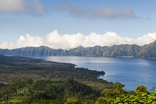 Lake Batur in the crater of the volcano, Indonesia, Bali