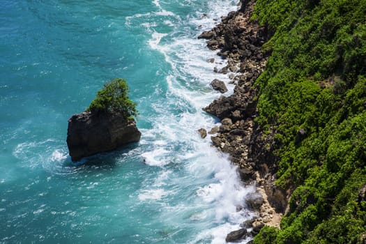 Rock sea and wave at Pura Uluwatu temple, Bali, Indonesia