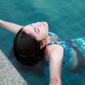 woman in the swimming pool