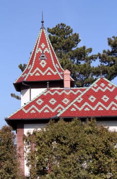 old house with colorful tiles roof