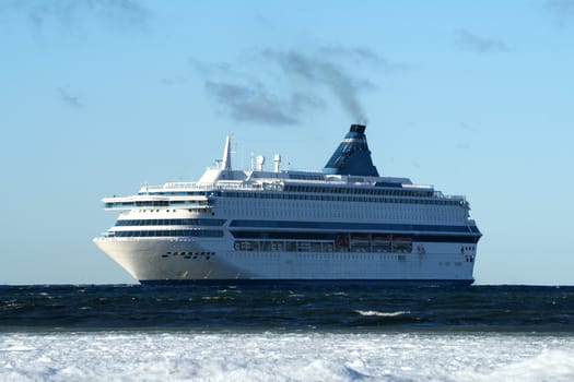 Passenger ferry on a background of the blue sky