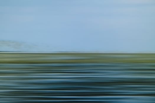 tideland blurred with swarm of birds - north sea