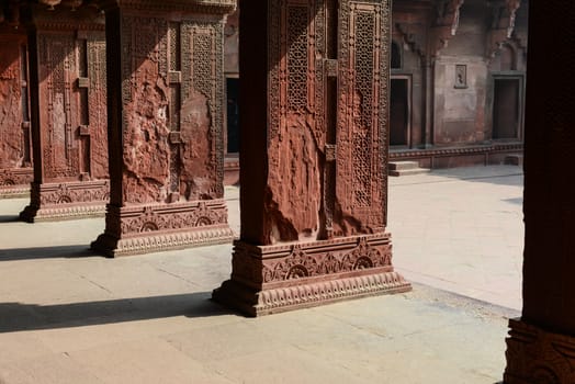 Pillars at Fort Agra in India