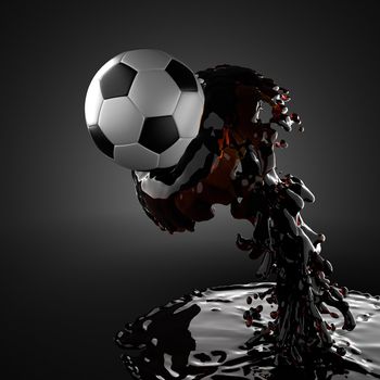 soccer ball in liquid made in 3D