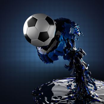 soccer ball in liquid made in 3D