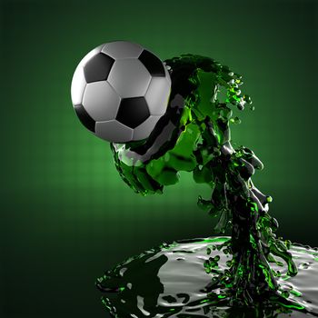 soccer ball in liquid made in 3D