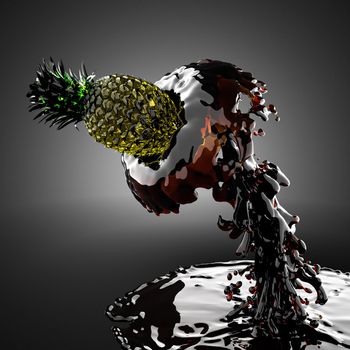 Pineapple in juice made in 3D