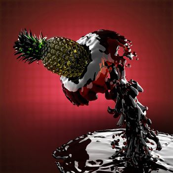 Pineapple in juice made in 3D