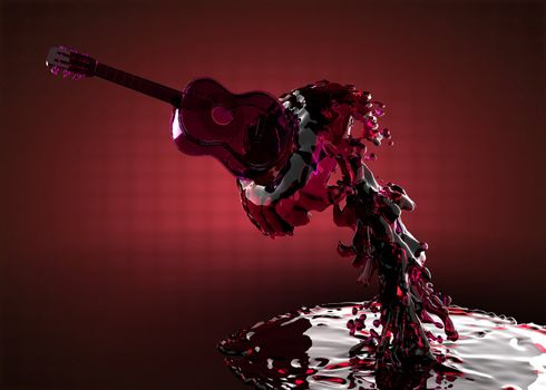 Guitar in water made in 3D