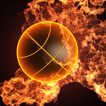 Basketball in fire made in 3D