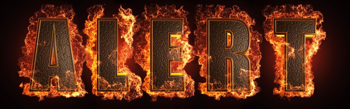 burning word made in 3D graphics