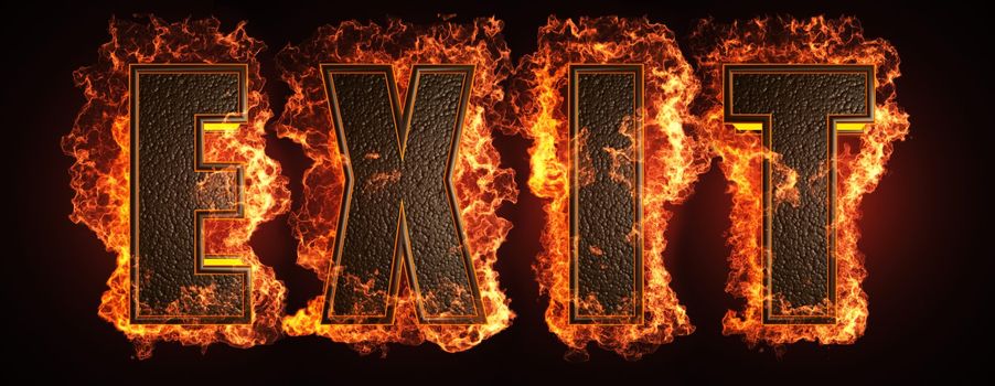 burning word made in 3D graphics