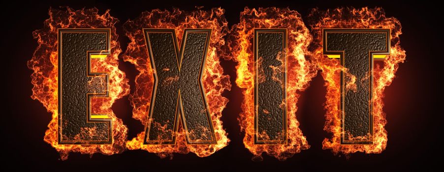 burning word made in 3D graphics