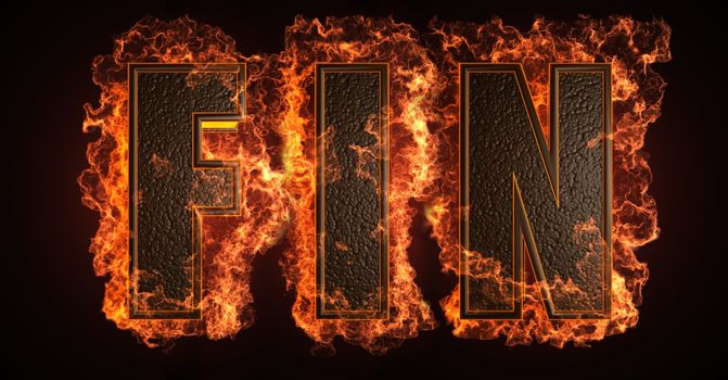 burning word made in 3D graphics