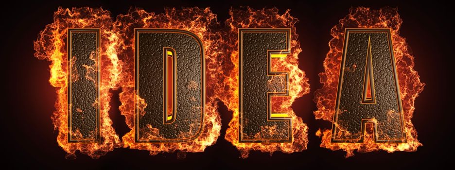 burning word made in 3D graphics