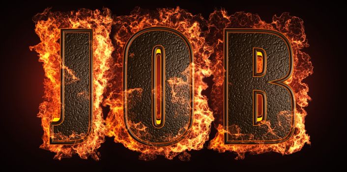 burning word made in 3D graphics