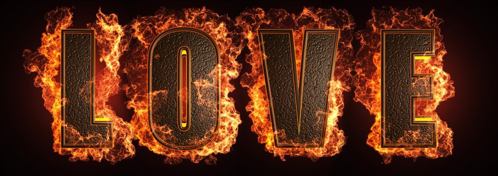 burning word made in 3D graphics