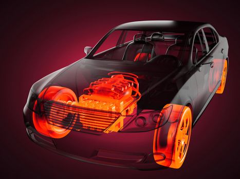 transparent car concept made in 3D graphics