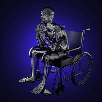 Man in wheelchair made in 3D