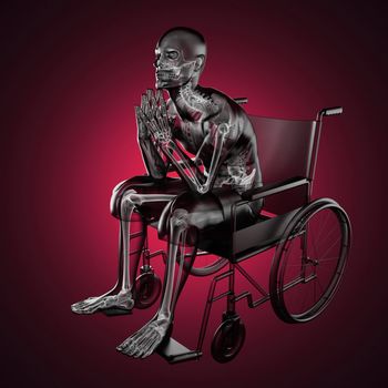 Man in wheelchair made in 3D