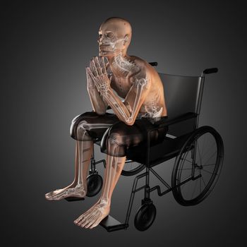 Man in wheelchair made in 3D