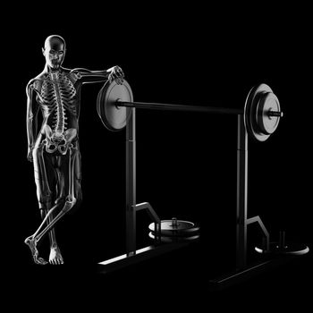 human radiography scan in gym room made in 3d