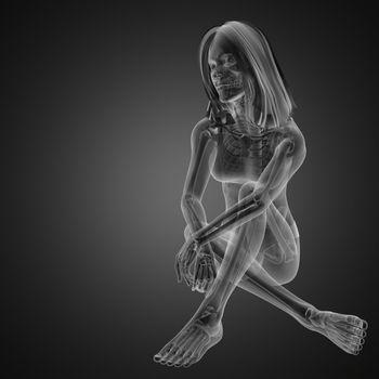 cute woman radiography made in 3D graphics