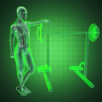 human radiography scan in gym room made in 3D