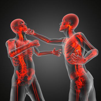Boxing men made in 3D graphics