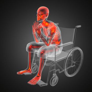 Man in wheelchair made in 3D
