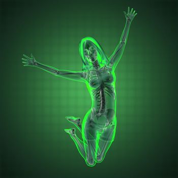 cute woman radiography made in 3D graphics