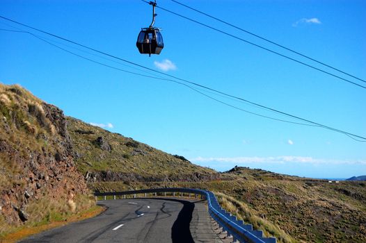 Cable road over highway, Summit road, Christchurch, New Zealand