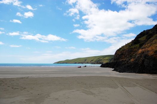 Sand beach, Banks Peninsula, New Zealand