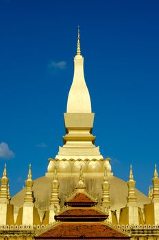 Pha That Luang stupa in  Vientiane, Laos. The most important national monument in Laos.