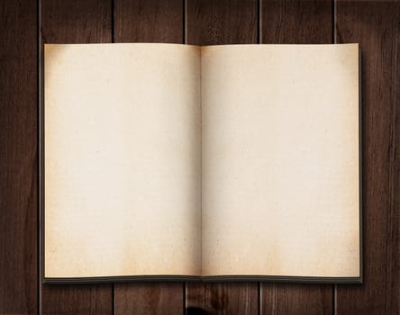 Vintage book on wooden table.